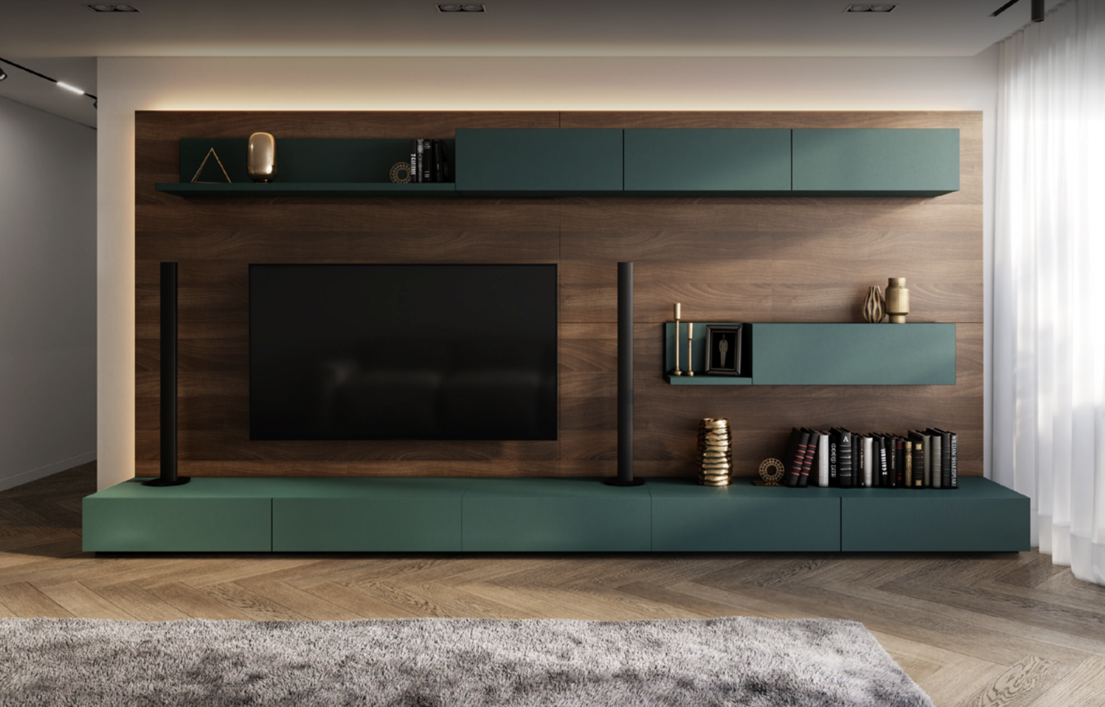 Elegant TV wall design for your living room, Celestial: Jade